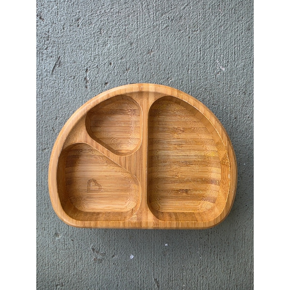 Munchkin Bamboo Suction Plate Divided Toddler Dish Teal MCKYC-3032 Wood E3